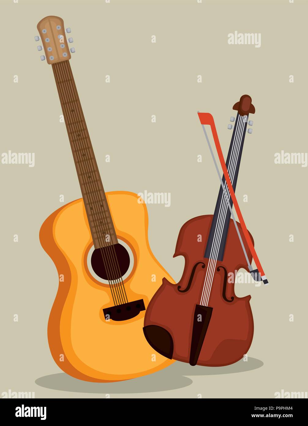 guitar and violin instruments vector illustration design Stock Vector