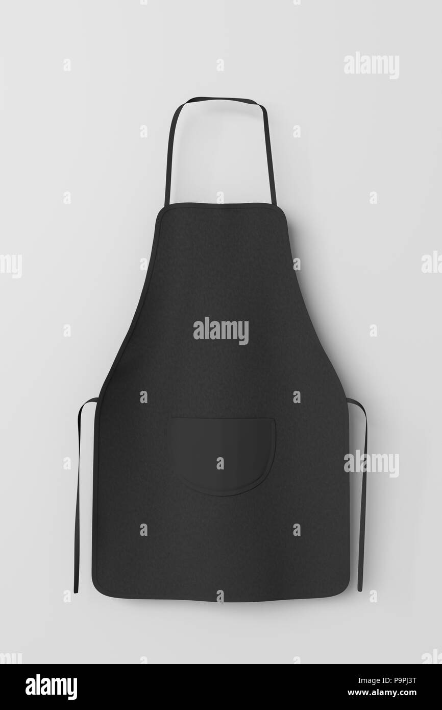 Blank black apron with pocket isolated with clipping path around apron