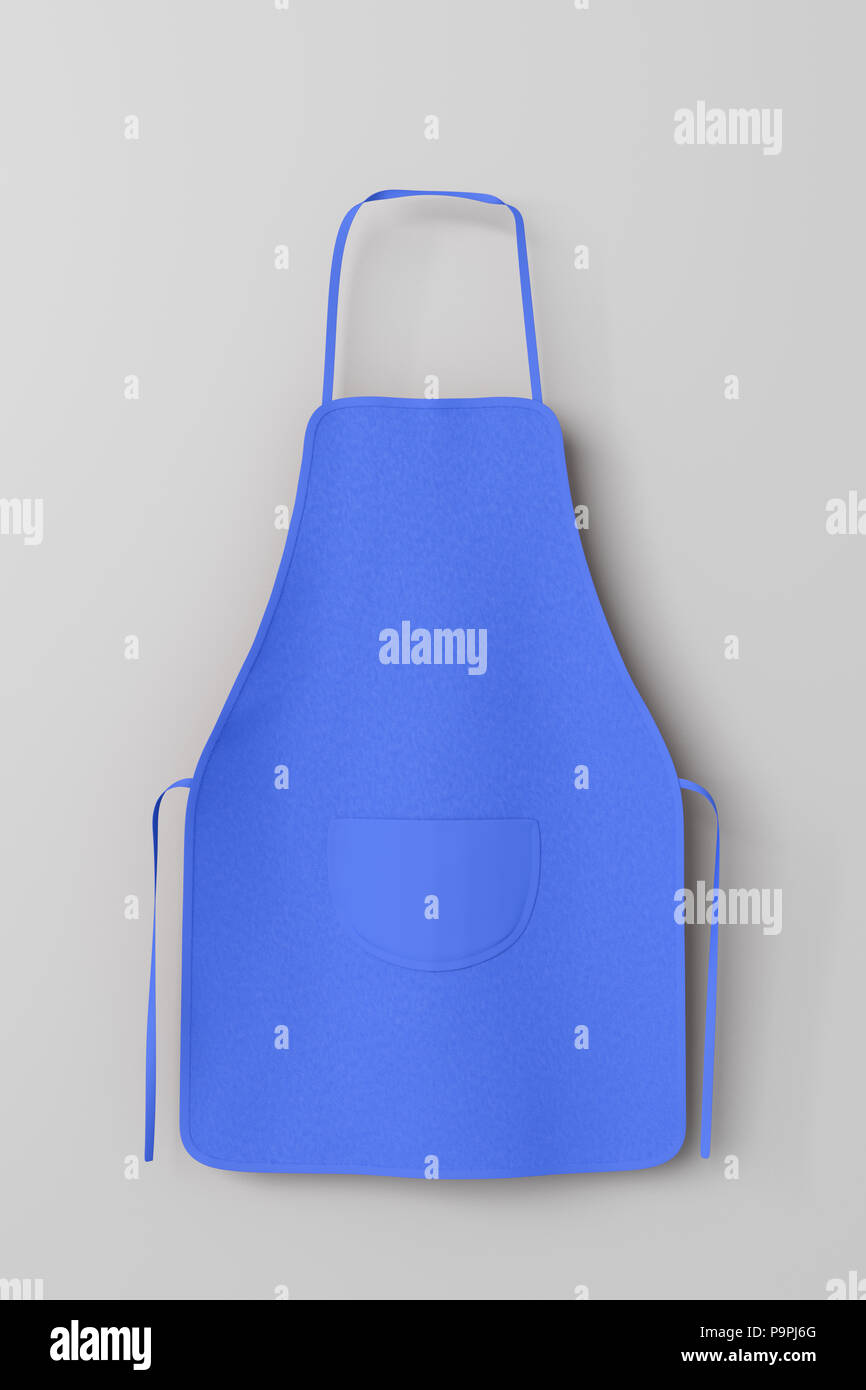 Blank blue apron with pocket isolated with clipping path around apron