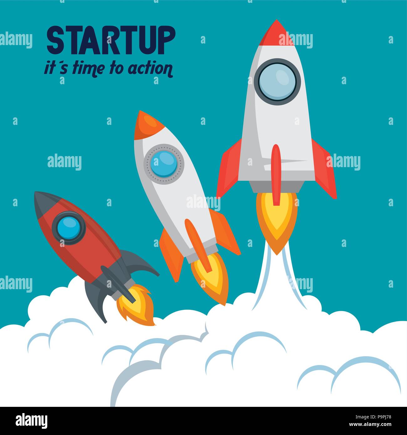 Start Up Rockets start up launcher set rockets vector illustration design Stock Vector ...