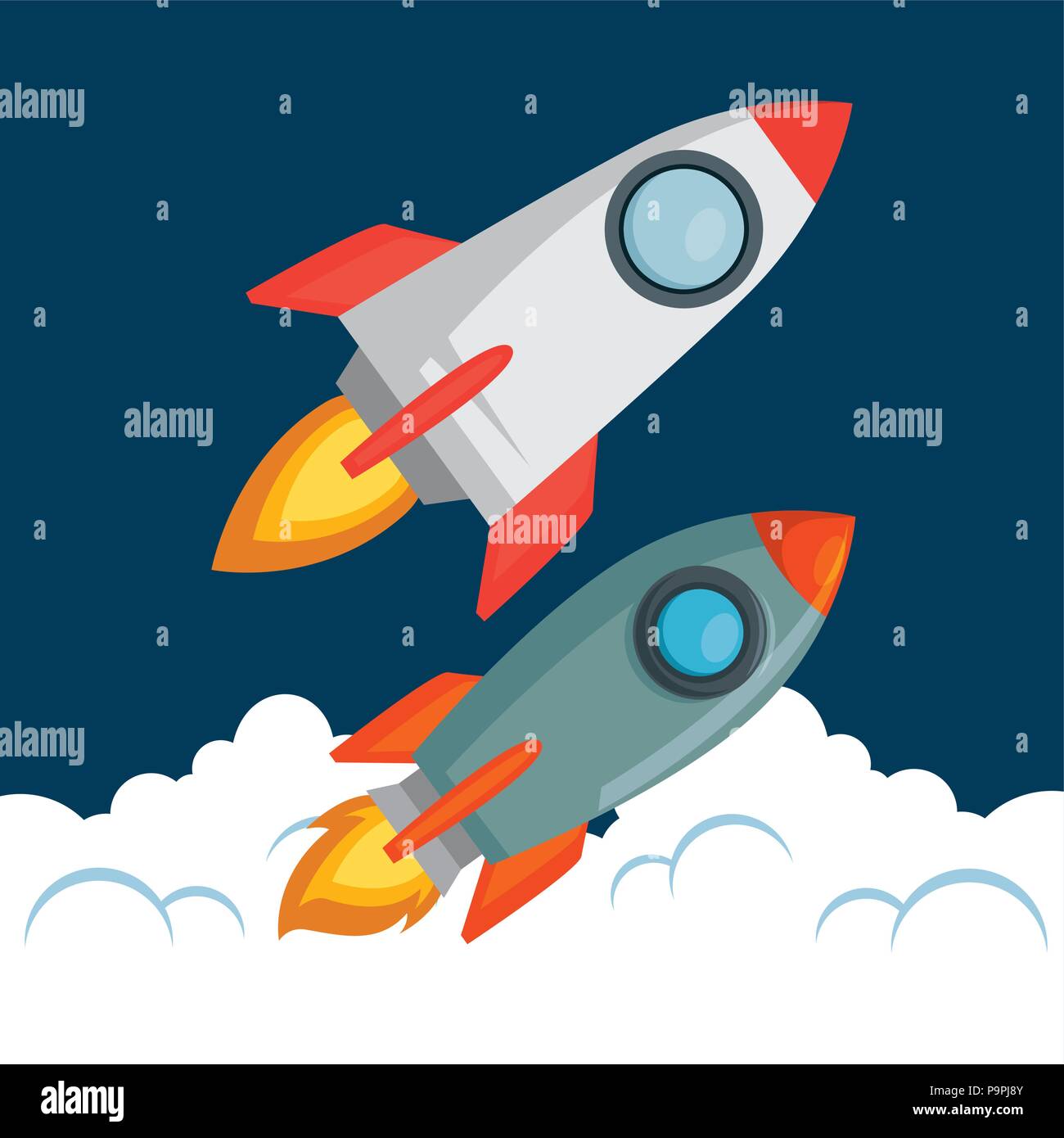 start up launcher set rockets vector illustration design Stock Vector ...