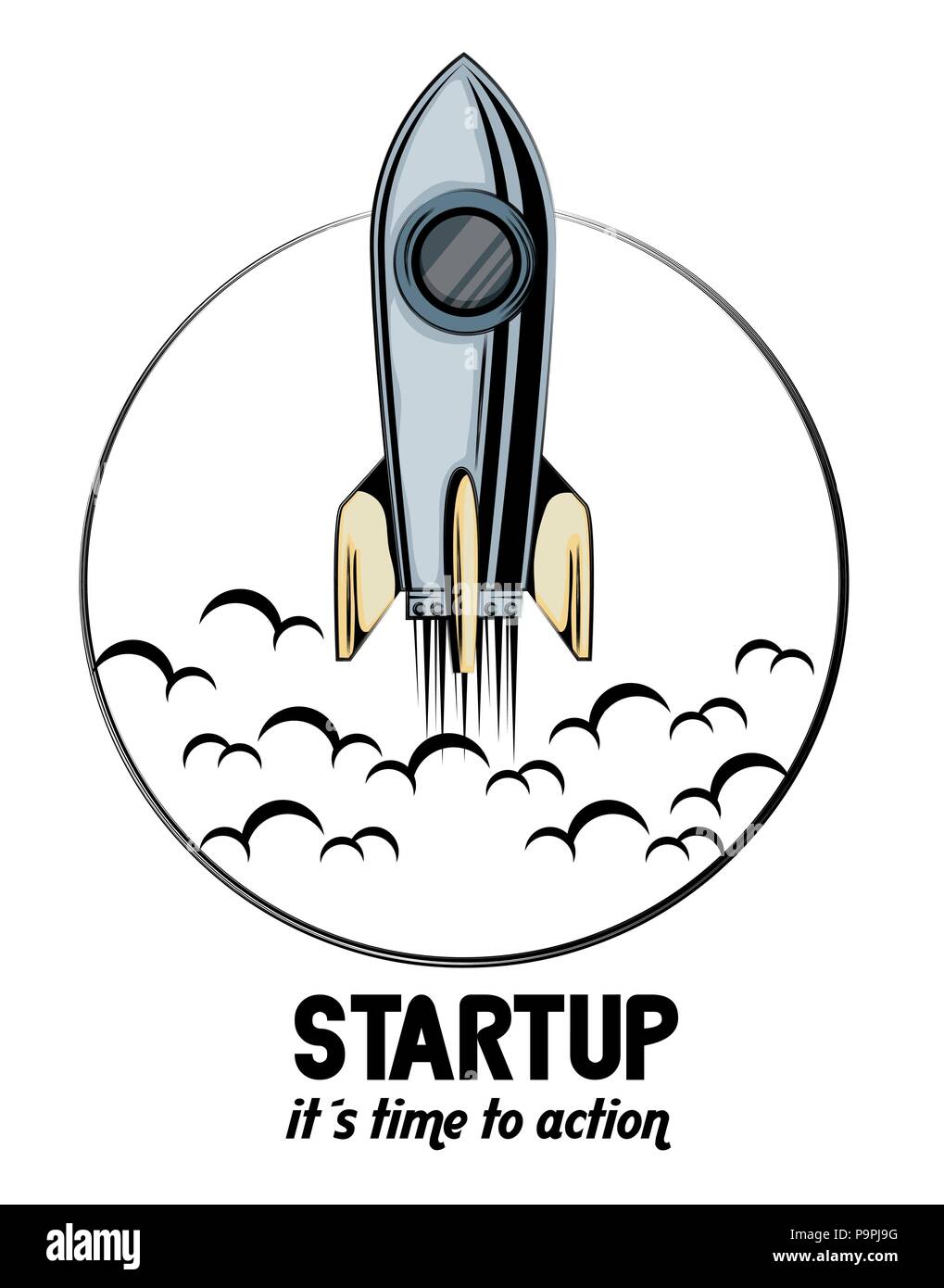 start up launcher rocket vector illustration design Stock Vector Image ...