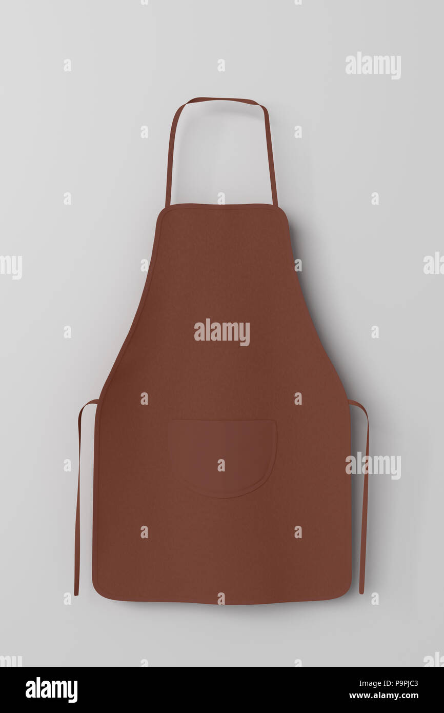 Blank brown apron with pocket isolated with clipping path around apron ...