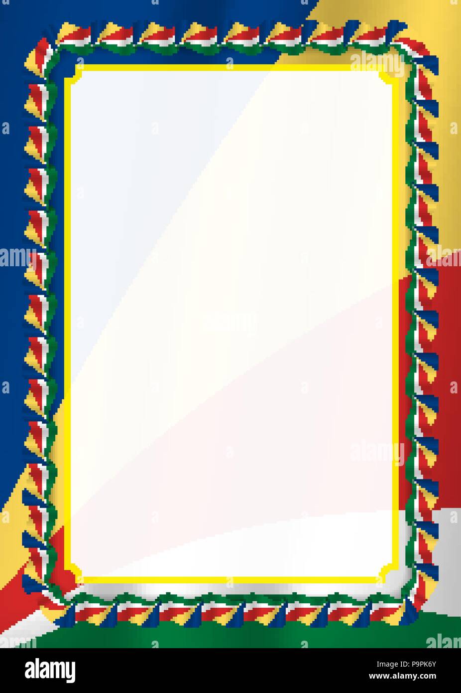 Frame and border of ribbon with Seychelles flag, template elements for ...