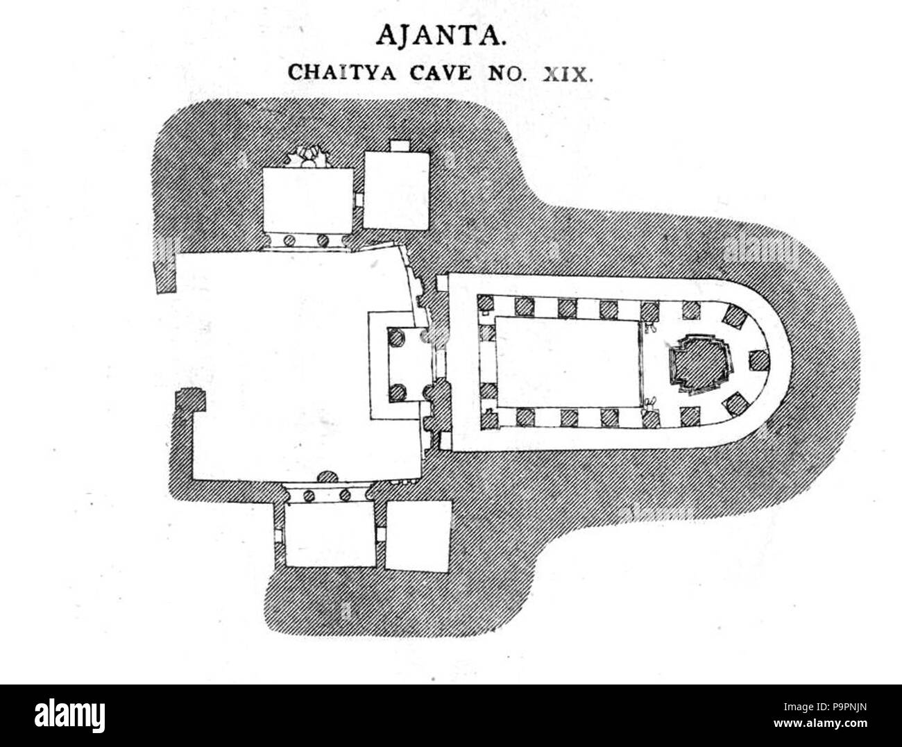107 Ajanta cave 19 plan Stock Photo