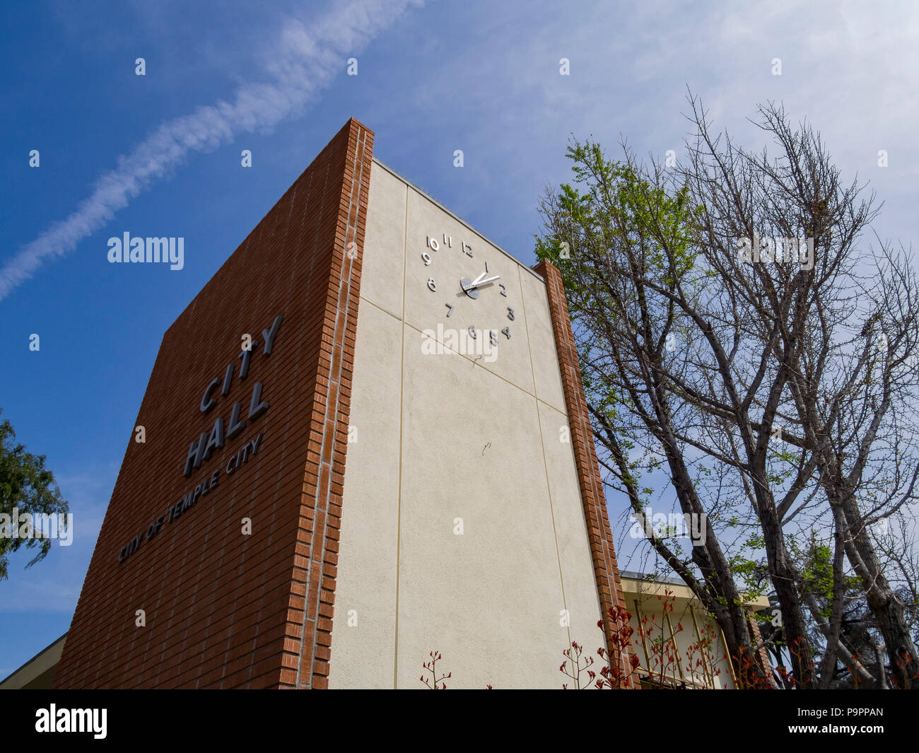 The clock tower of Temple City Hall at Los Angeles, California Stock Photo Alamy