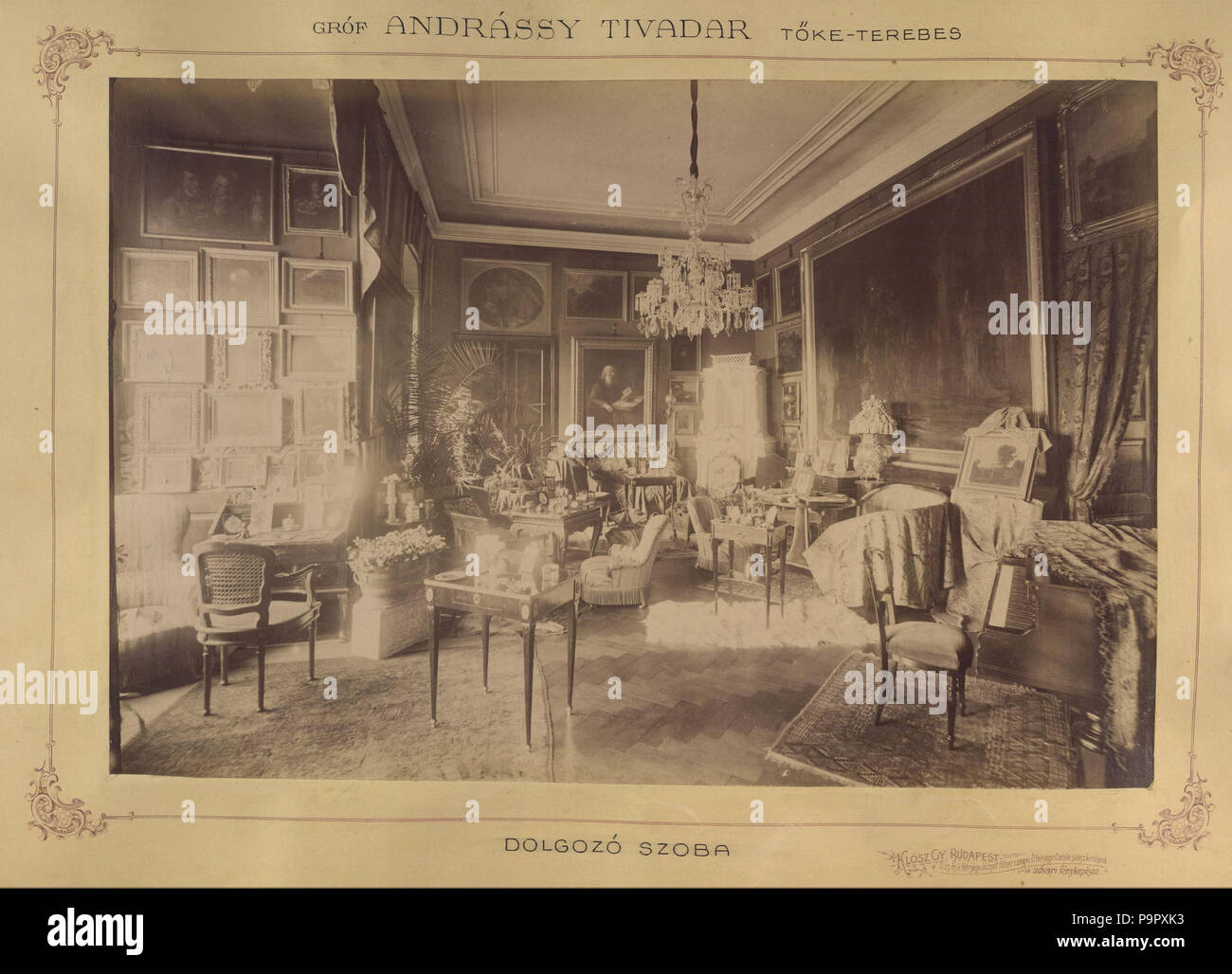 130 Andrássy Tivadar gróf barokk kastélyának dolgozószobája. A felvétel  1895-1899 között készült. A kép forrását Fortepan - Budapest Főváros  Levéltára. Levéltári jelzet- HU.BFL.XV.19.d.1.12.191 Fortepan 83495 Stock  Photo - Alamy