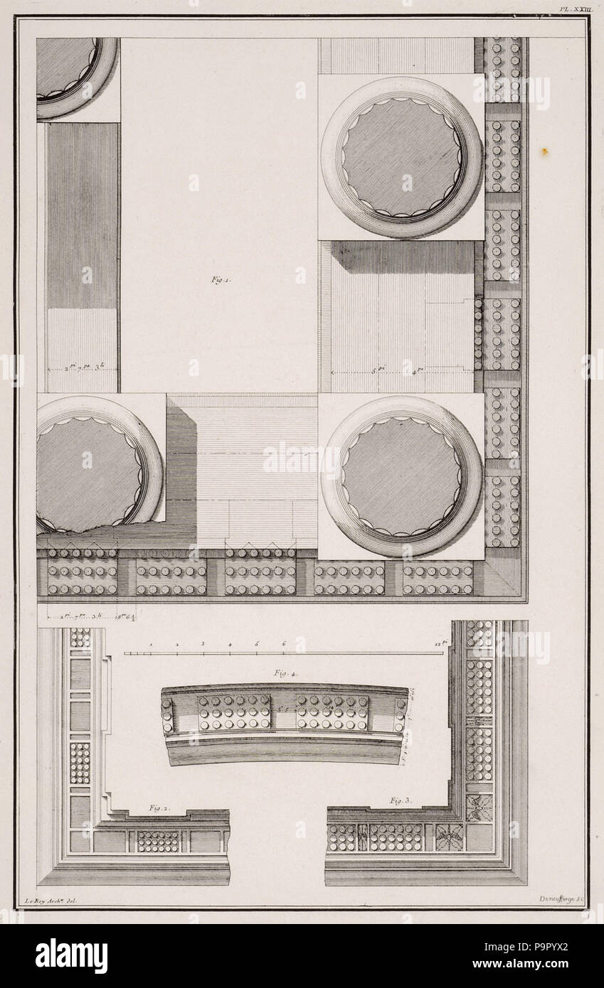 148 Architectural features from the Parthenon - Le Roy Julien David - 1770 Stock Photo