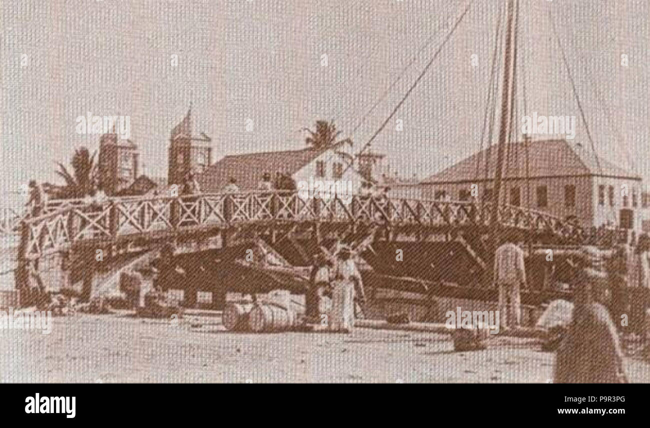 193 Belize City's Original Swing Bridge (1859) Stock Photo