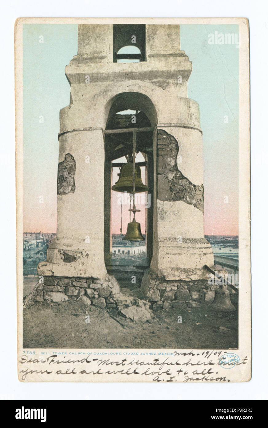 194 Bell Tower, Church of Guadeloupe, Ciudad Júarez, Mexico (NYPL b12647398-66707) Stock Photo