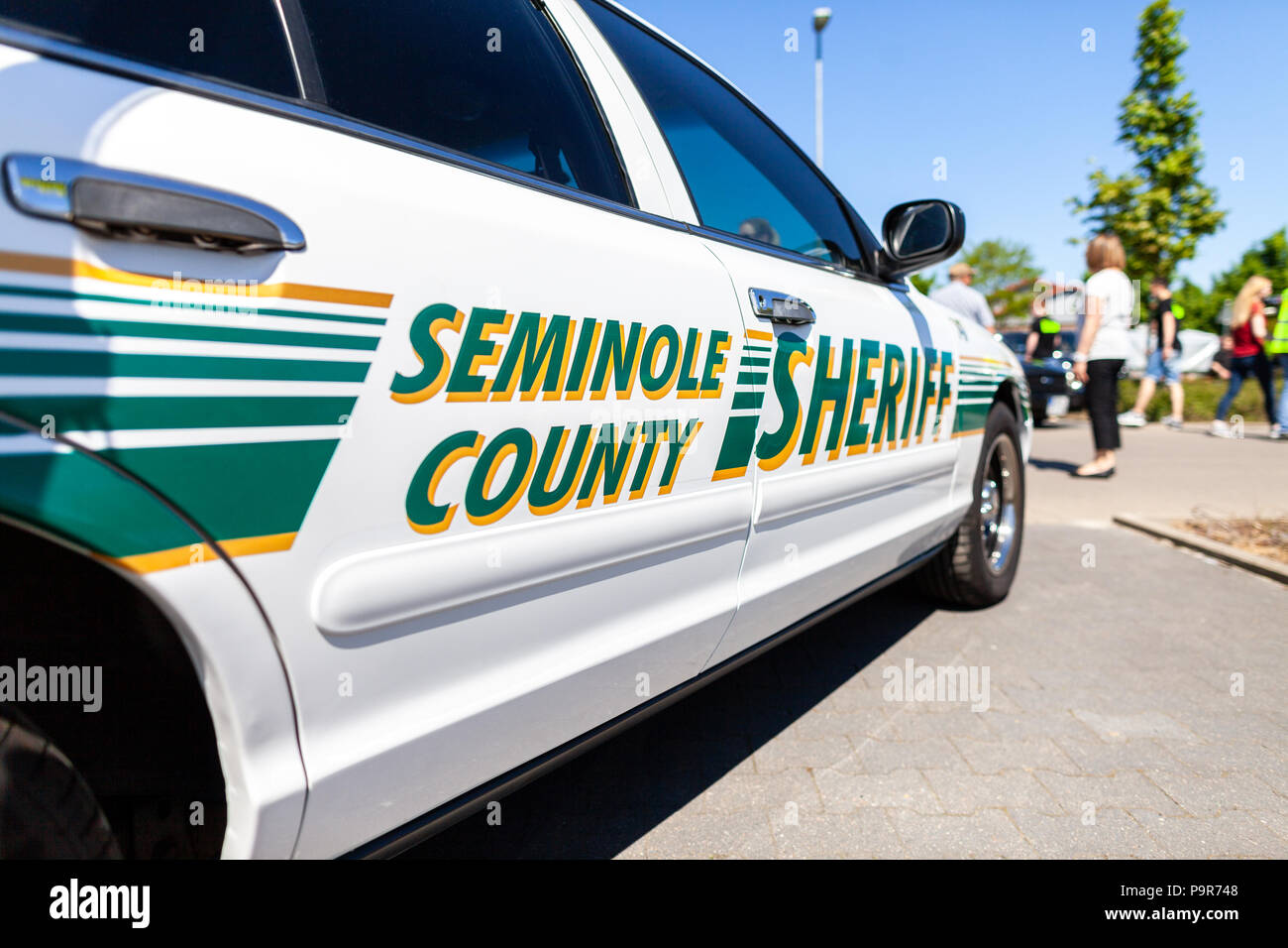 Side from an american police car, Seminole County Sheriff Stock Photo