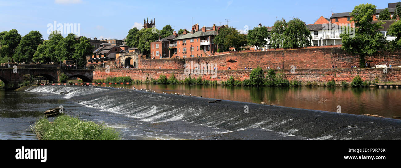 The Weir, river Dee, Chester City, Cheshire, England Stock Photo