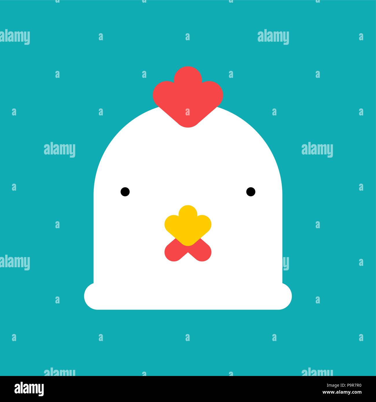 Chicken head mask. White farm bird face. Vector illustration Stock