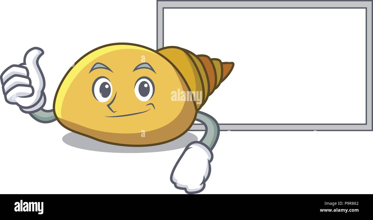 Thumbs up with board mollusk shell character cartoon Stock Vector Image ...