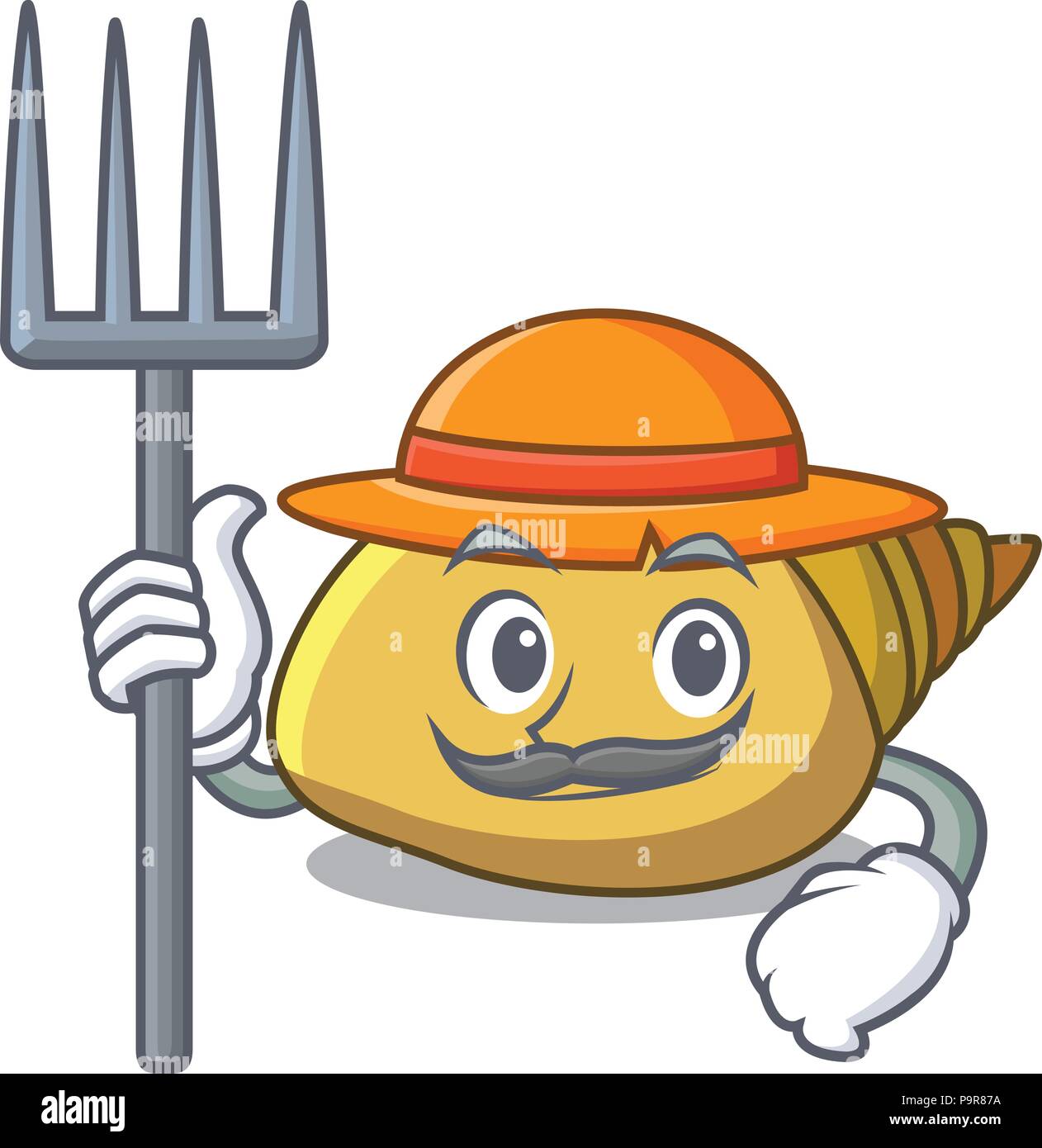 Farmer mollusk shell character cartoon Stock Vector Image & Art - Alamy