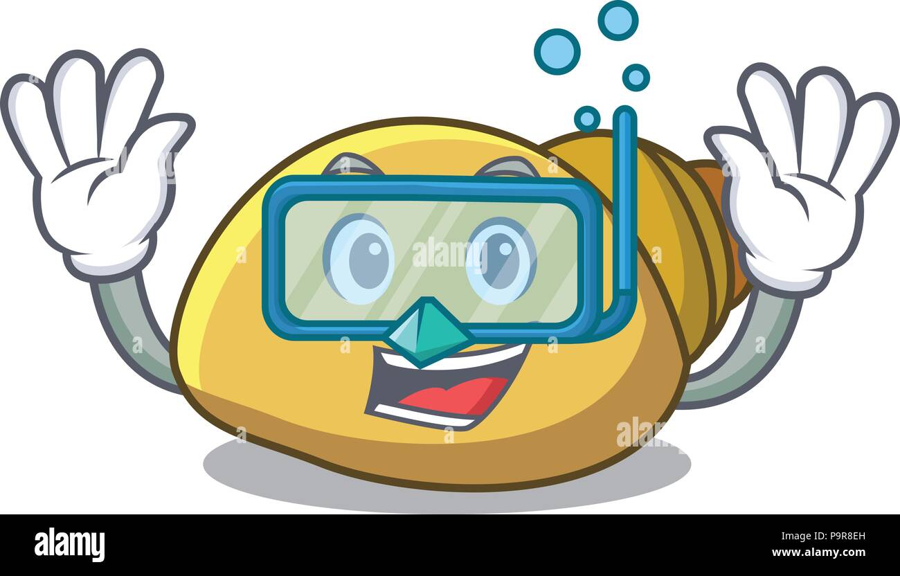 Diving mollusk shell character cartoon Stock Vector Image & Art - Alamy