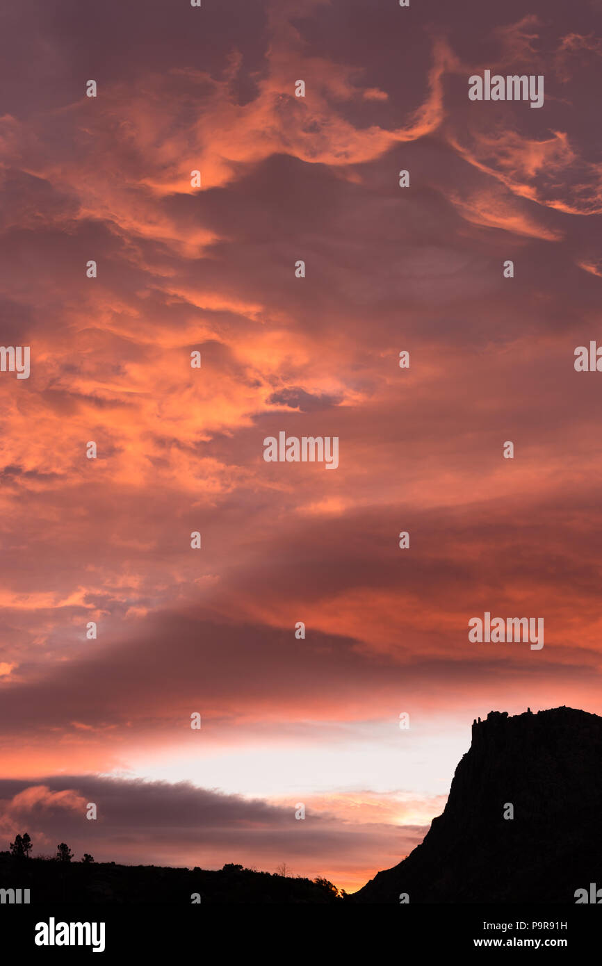 Sunrise clouds over the river Homen valley, PNPG, parque nacional Peneda-Geres, Portugal Stock Photo