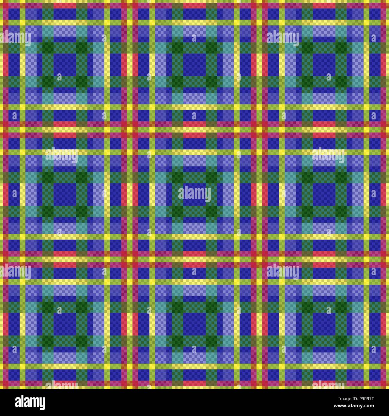 Seamless checkered pattern with multicolor lines, vector as a fabric ...