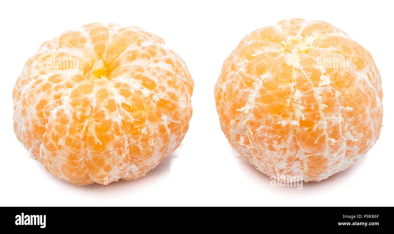 Two peeled Clementines isolated on white background Stock Photo Alamy