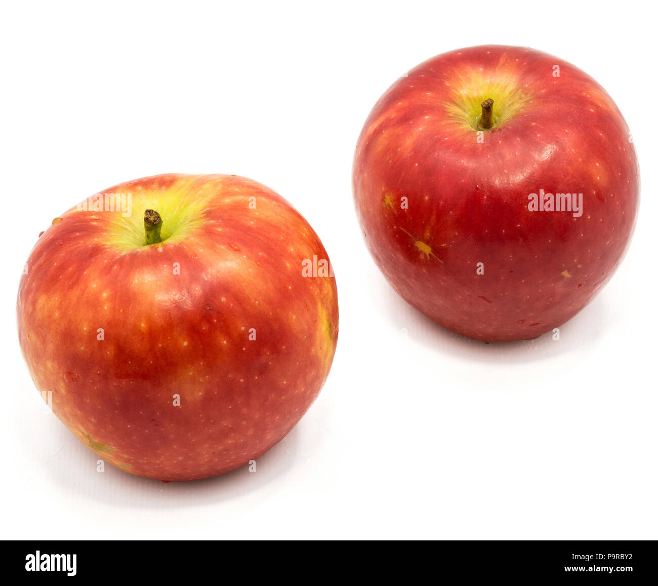 Two whole red Kanzi apples isolated on white background Stock Photo Alamy