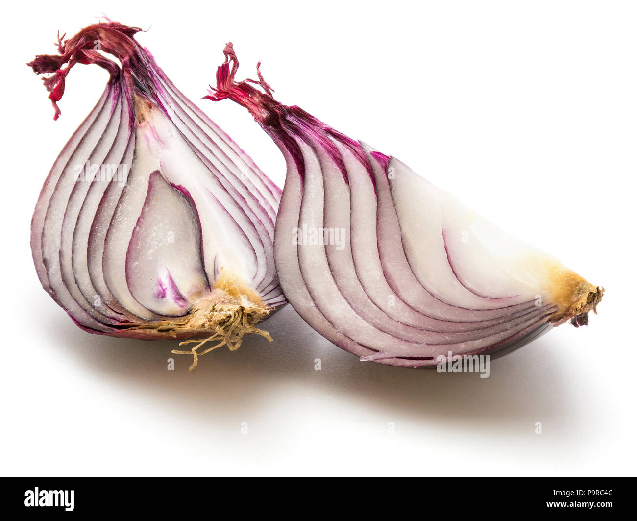 Two quarters of red onion isolated on white background Stock Photo - Alamy