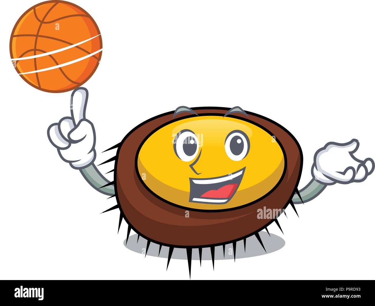 With basketball sea urchin character cartoon Stock Vector Image & Art