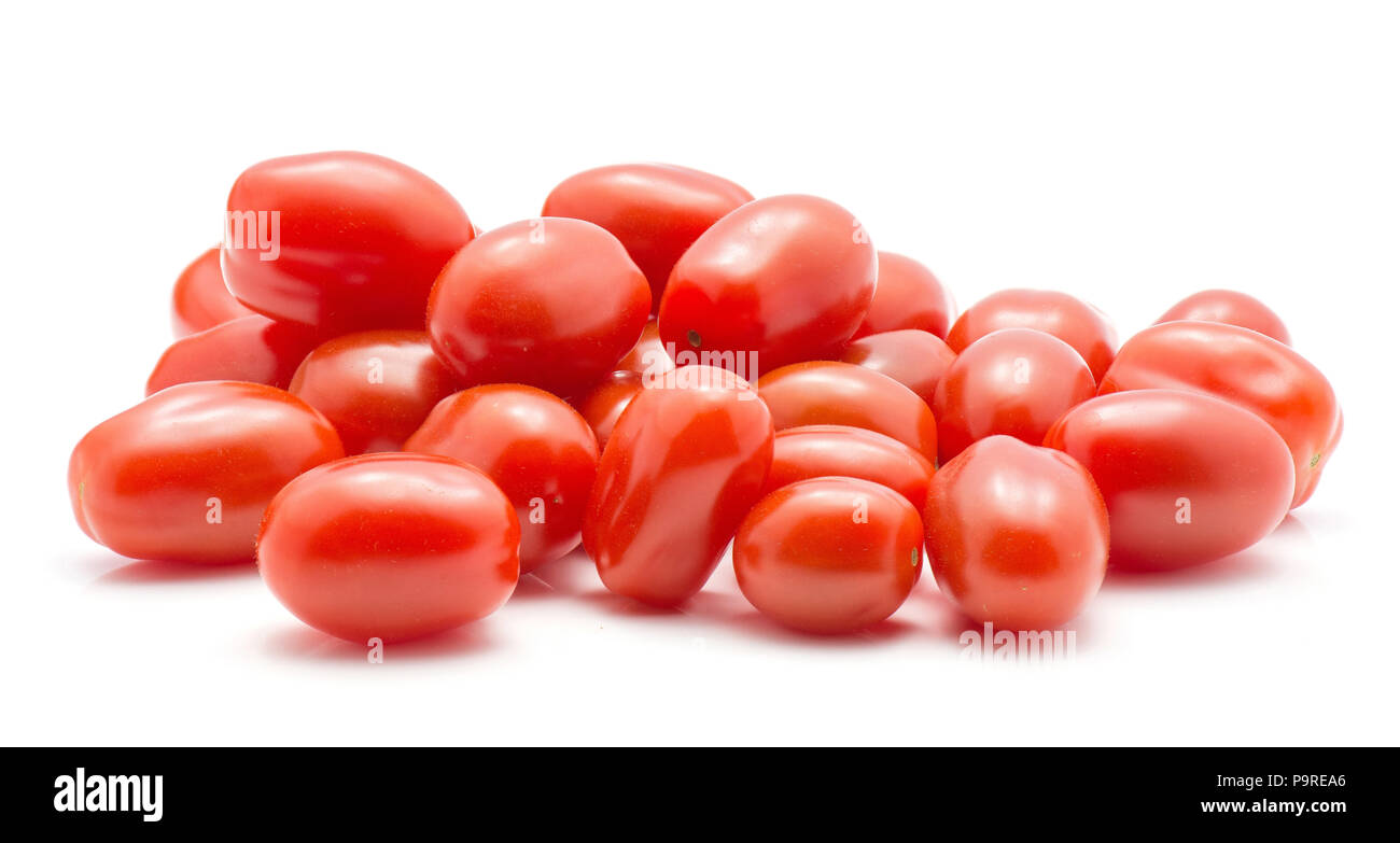 Cherry tomatoes stack isolated on white background Stock Photo - Alamy