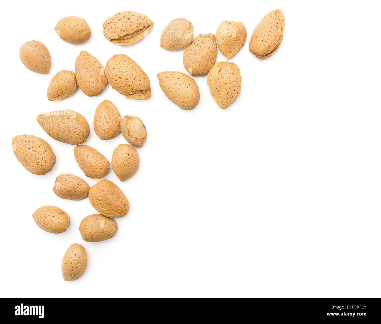 Unshelled almonds top view isolated on white background Stock Photo Alamy