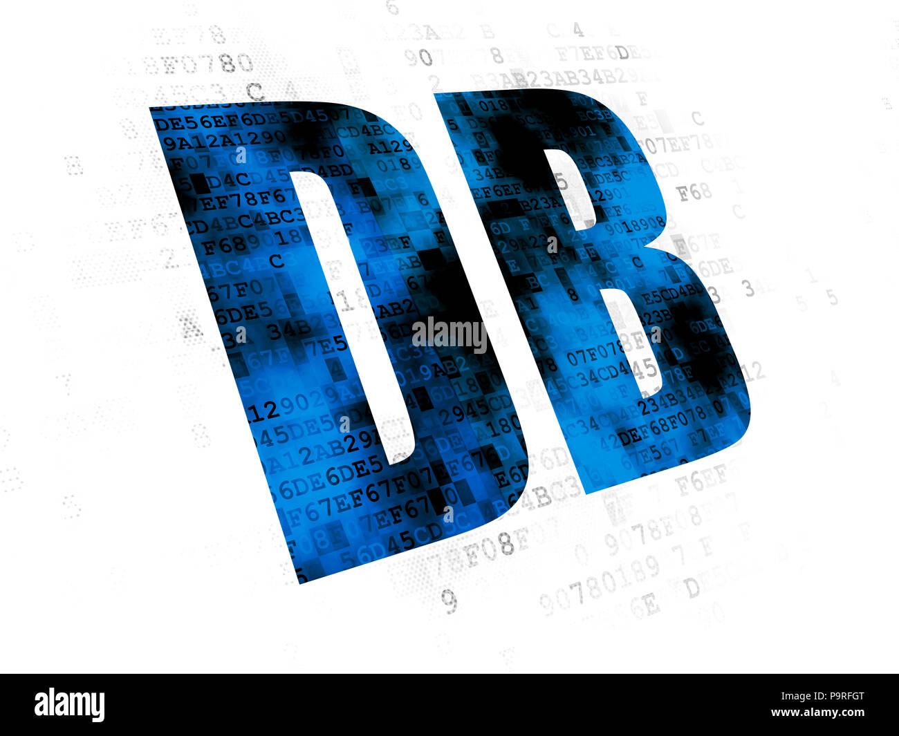 Stock market indexes concept: Pixelated blue text DB on Digital background Stock Photo