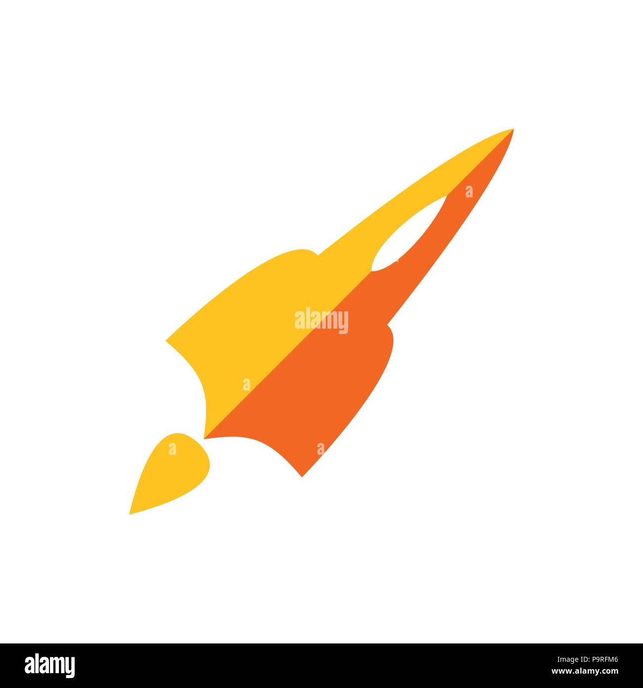 Simple Orange Rocket Air Plane Vector Symbol Graphic Logo Design Template Stock Vector
