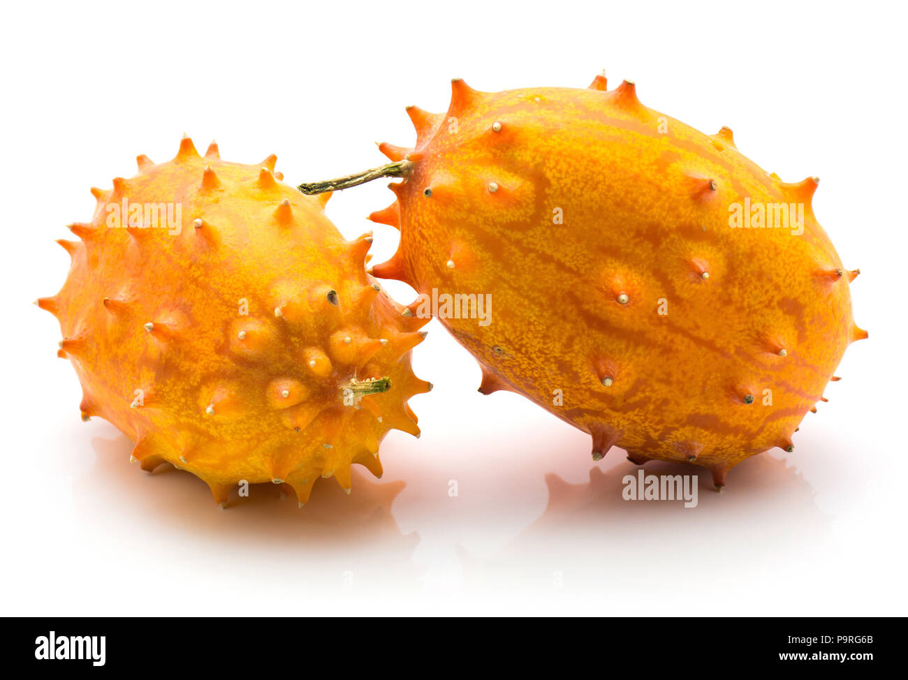 Two kiwano isolated on white background Stock Photo