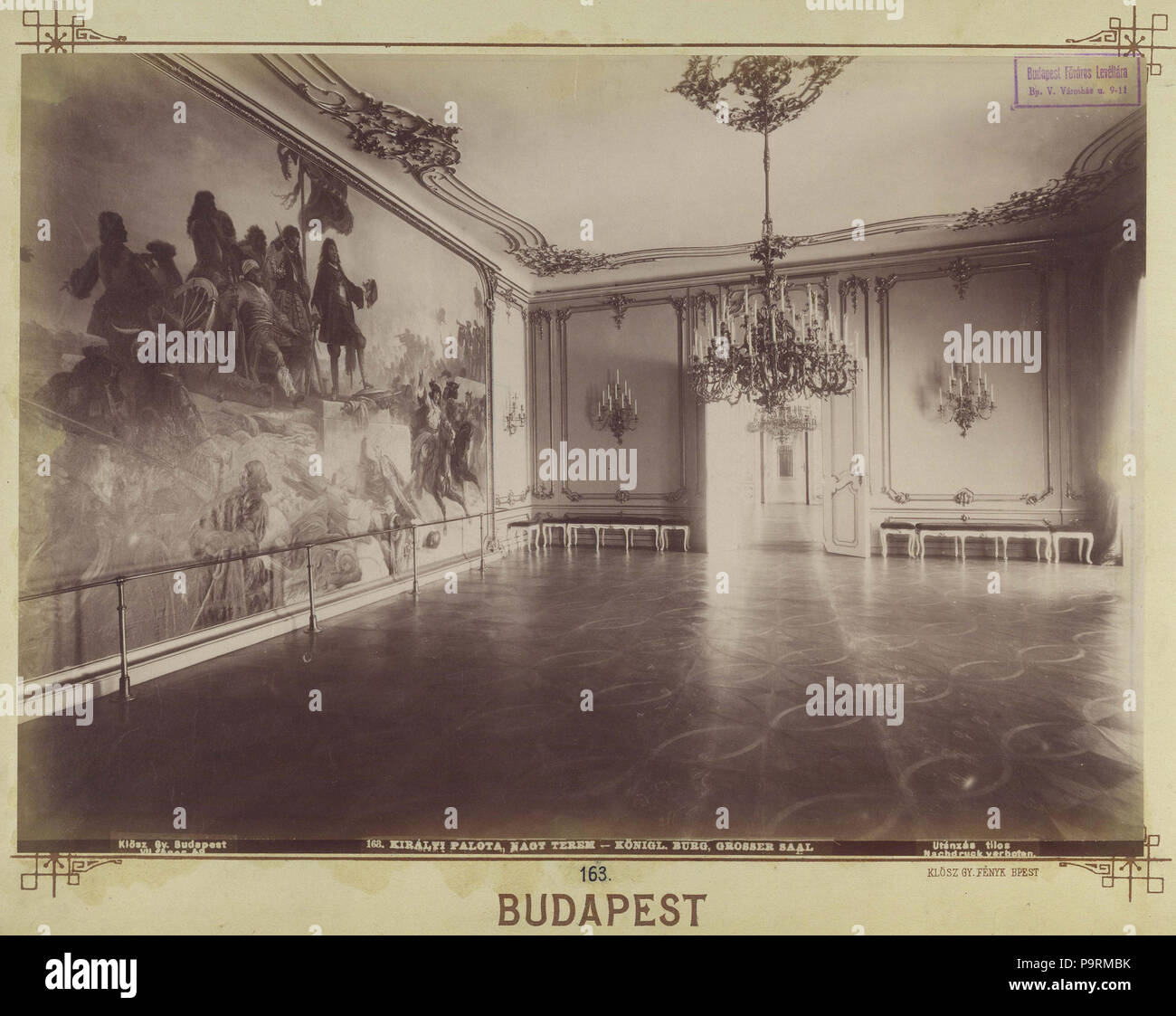 255 Budapesti Királyi Palota. Nagyterem, a falon Eduard von Engerth- Zentai csata című festménye (1865), 1890 után. Fortepan 82487 Stock Photo