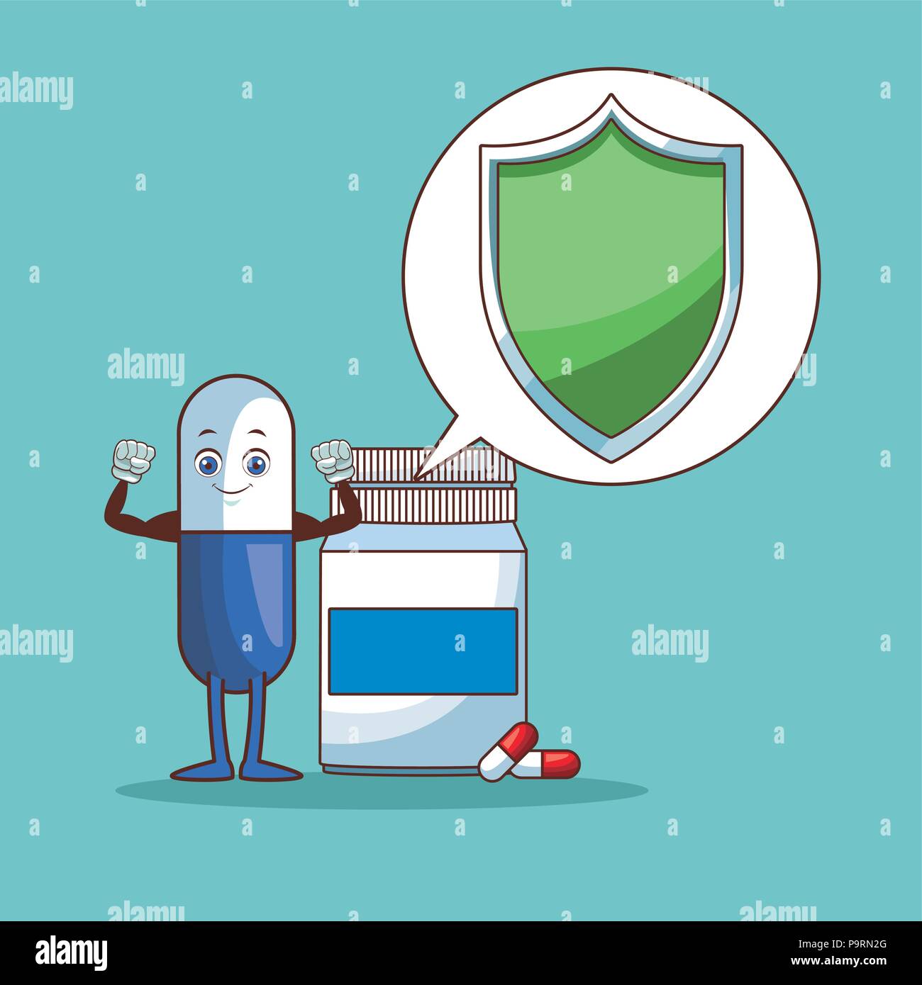 Medicine pill with bottle cartoon vector illustration graphic design ...