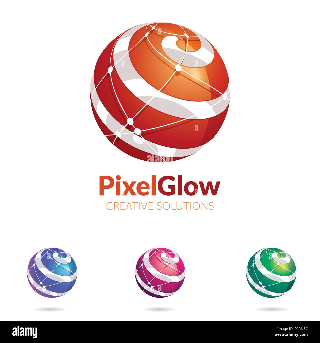 Vector logo stylised spherical surface with abstract shapes Stock Vector