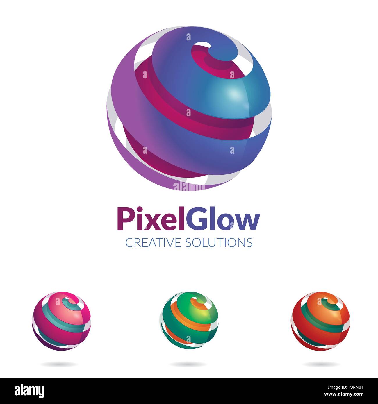 3D Abstract Vector logo stylised spherical surface Stock Vector