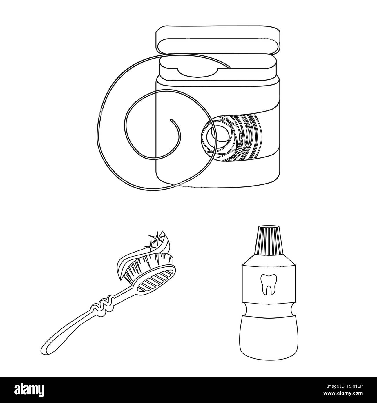 Dental care outline icons in set collection for design. Care of teeth ...
