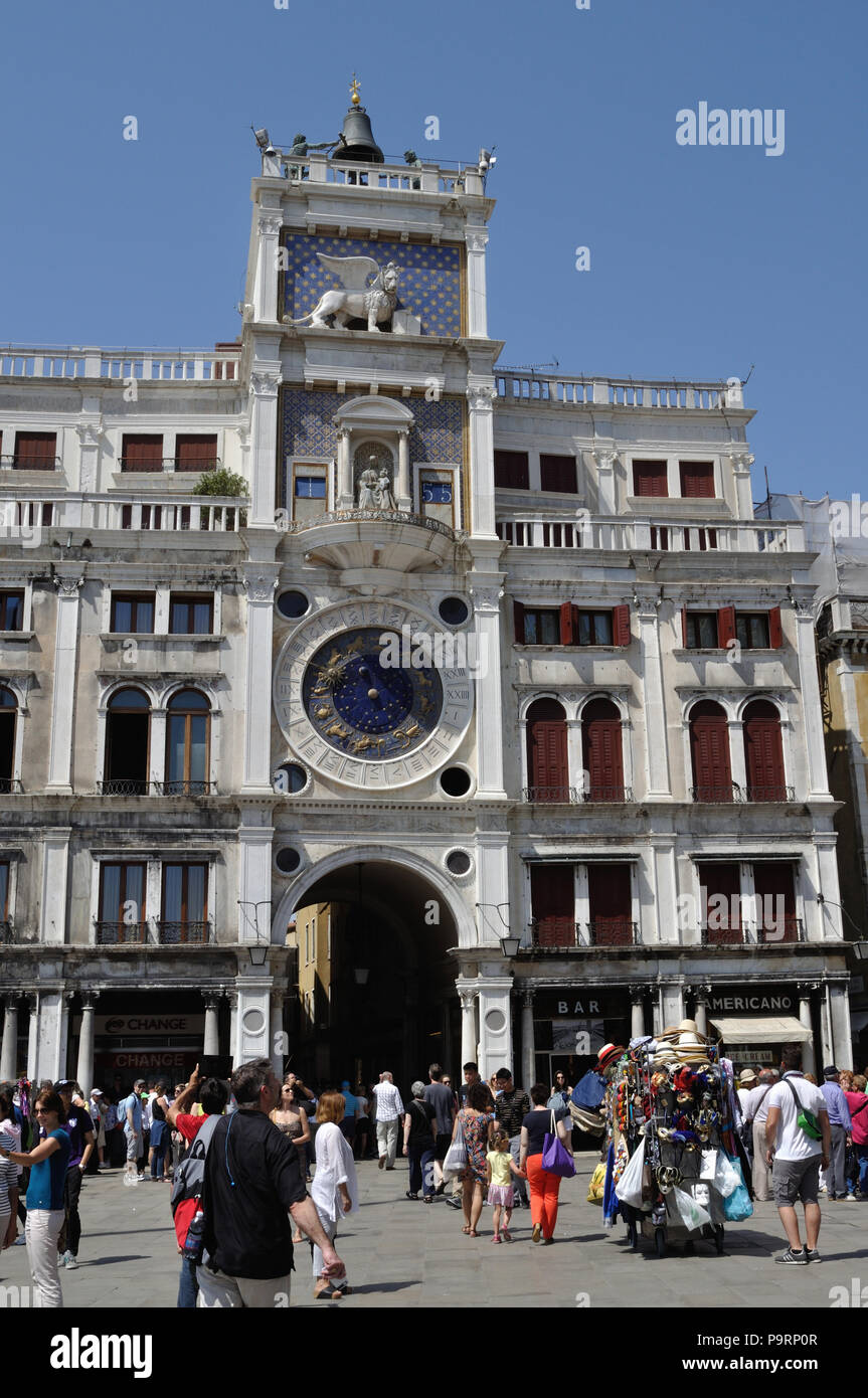 St Mark's Clock Tower in St Mark's Square, Venice Stock Photo - Alamy