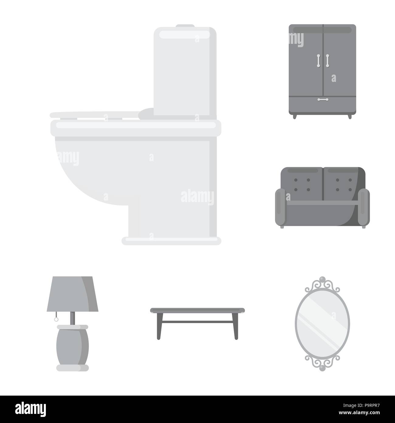 Furniture and interior monochrome icons in set collection for design ...