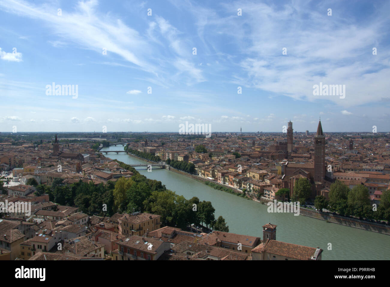 The Adige river flows through the beautiful Verona Stock Photo - Alamy