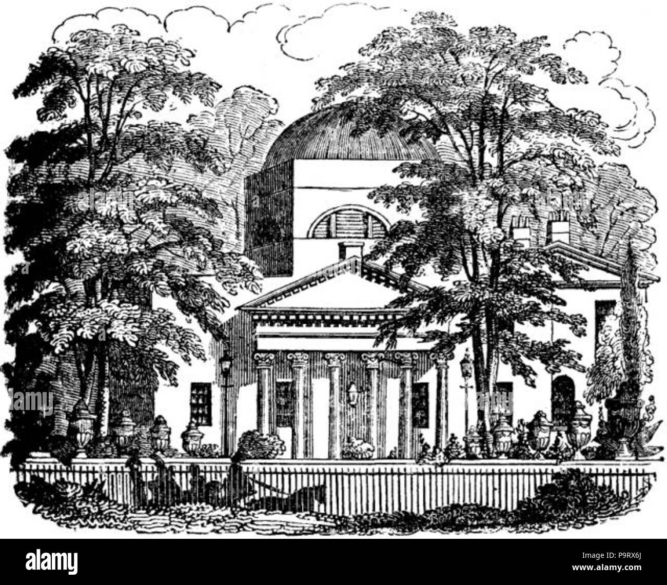 302 Chatsworth House Engraving Stock Photo