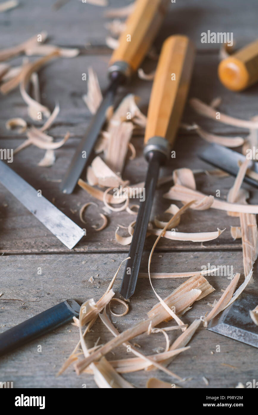 chips, gouges and chisels Stock Photo - Alamy