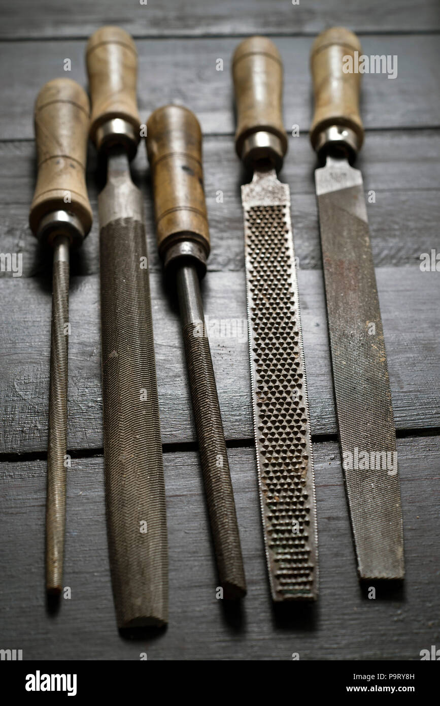 Set of rasp hand file tools Stock Photo Alamy