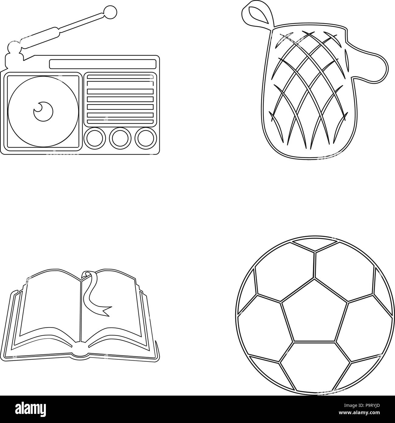 Picnic and equipment outline icons in set collection for design. Picnic ...