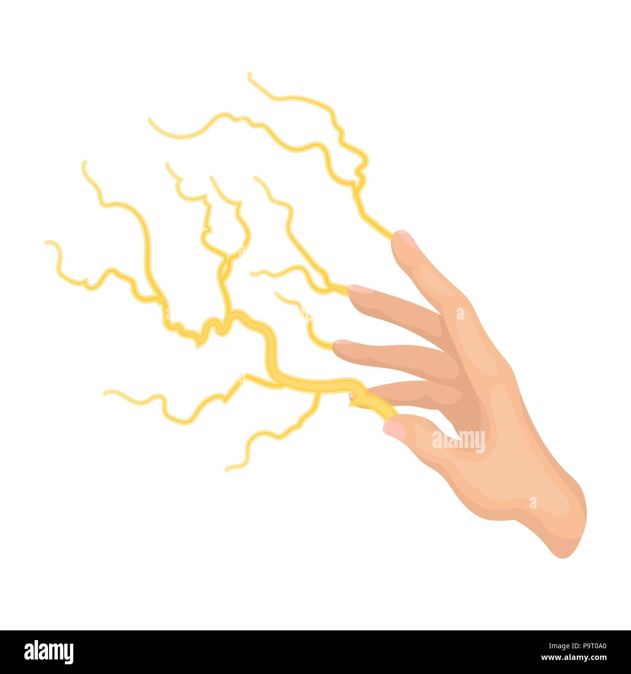 Lightning spell icon in cartoon style isolated on white background