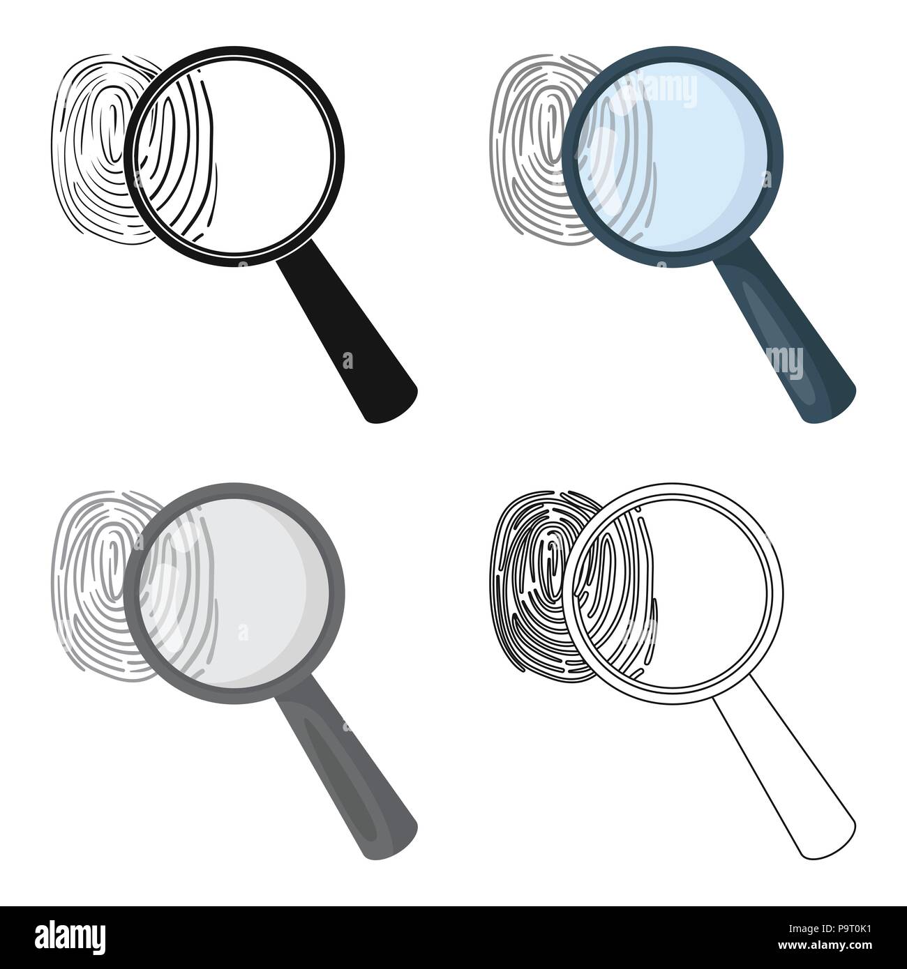 Magnifier and fingerprint. Detection of criminals by fingerprint.Prison ...