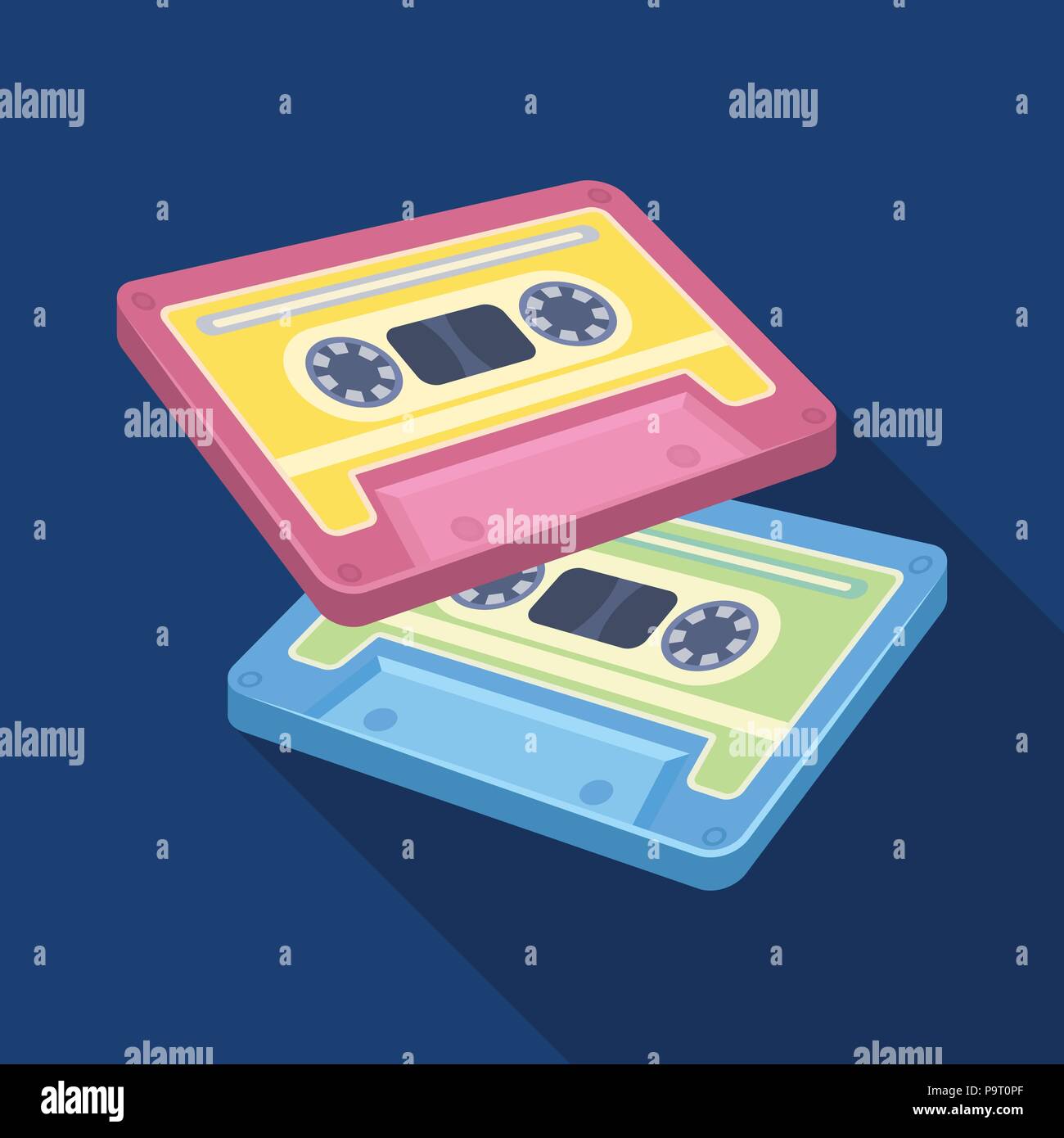 Cassettes for tape recorder.Hippy single icon in flat style vector ...