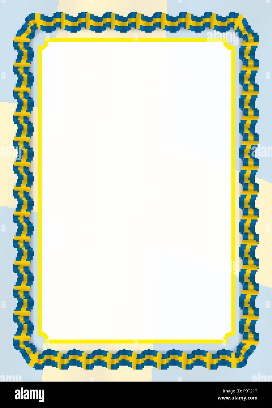 Frame and border of ribbon with Sweden flag, template elements for your certificate and diploma. Vector. Stock Vector