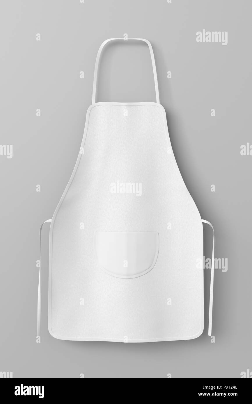 Blank white apron with pocket isolated with clipping path around apron ...