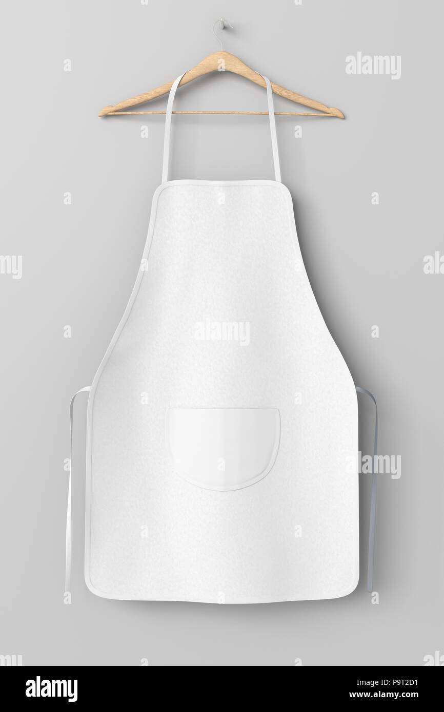 Blank white apron with pocket on hanger isolated with clipping path ...