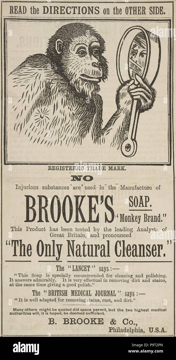 Monkey Brand 1880s Rare Antique Advertisement Brooke's Soap The Graphic